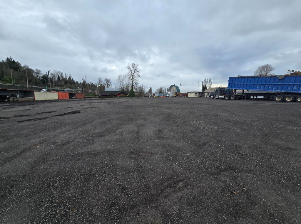 Industrial yard with operational equipment